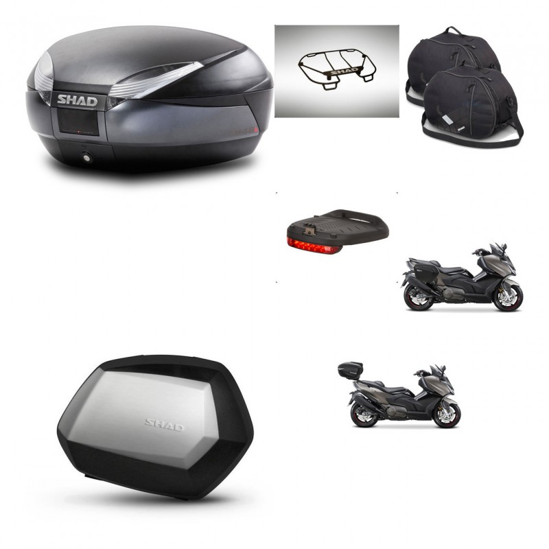 SHAD Maletas SH35 PREMIUM + soporte montaje baul SH48 accesorios DARK GREY KIT-482323