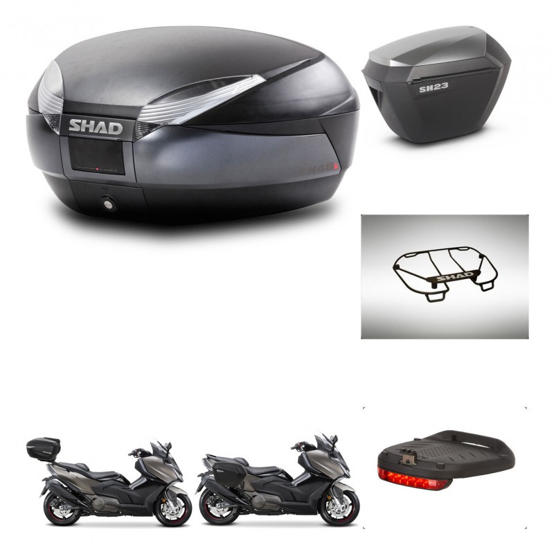 SHAD SH23 alu suitcases + mounting bracket SH48 trunk accessories DARK GREY PREMIUM KIT-482324