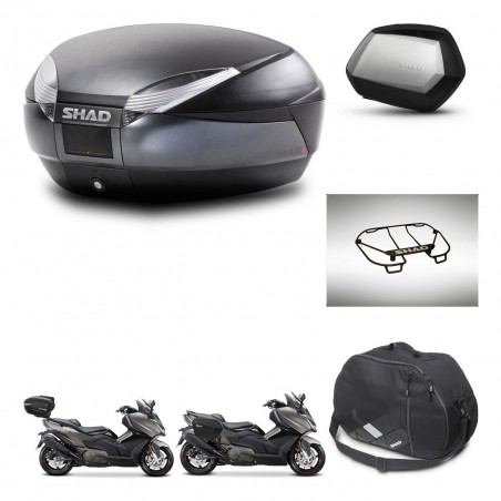 SHAD Maletas SH35 PREMIUM + soporte montaje baul SH48 accesorios DARK GREY KIT-482328
