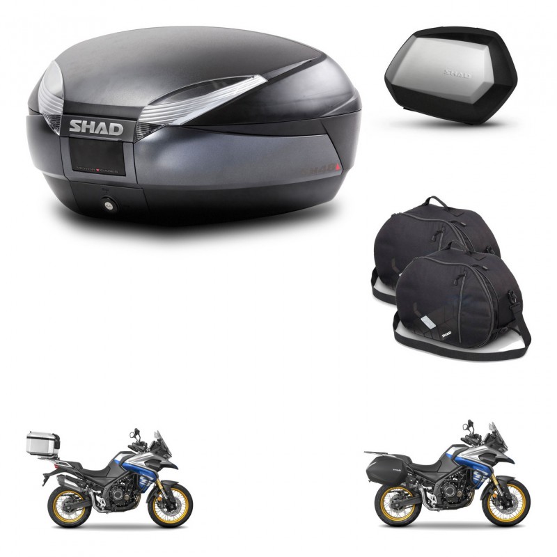 SHAD Maletas SH35 PREMIUM + soporte montaje baul SH48 accesorios DARK GREY KIT-482341
