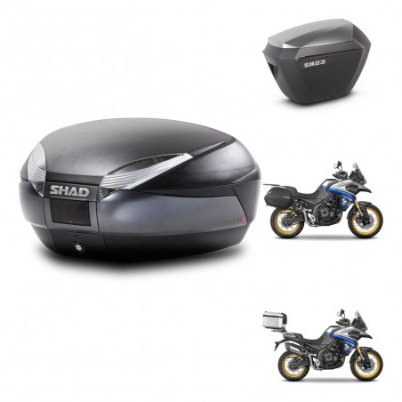 SHAD Maletas sh23 alu + soporte montaje baul SH48 DARK GREY PREMIUM KIT-482342
