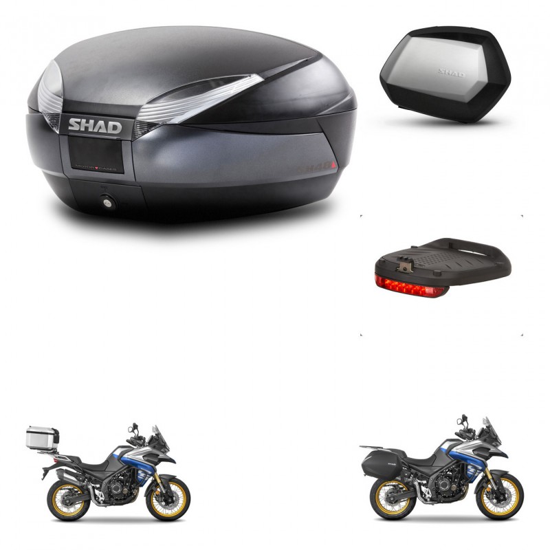 SHAD Maletas SH35 PREMIUM + soporte montaje baul SH48 accesorios DARK GREY KIT-482346