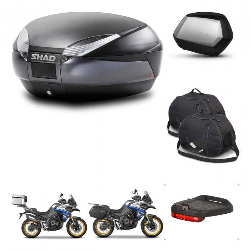 SHAD Maletas SH35 PREMIUM + soporte montaje baul SH48 accesorios DARK GREY KIT-482347