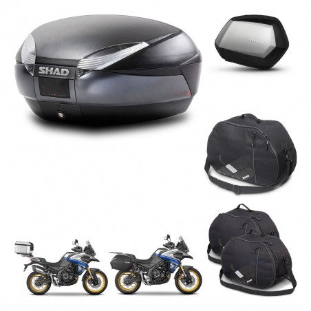 SHAD Maletas SH35 PREMIUM + soporte montaje baul SH48 accesorios DARK GREY KIT-482353
