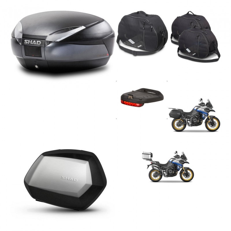 SHAD Maletas SH35 PREMIUM + soporte montaje baul SH48 accesorios DARK GREY KIT-482359
