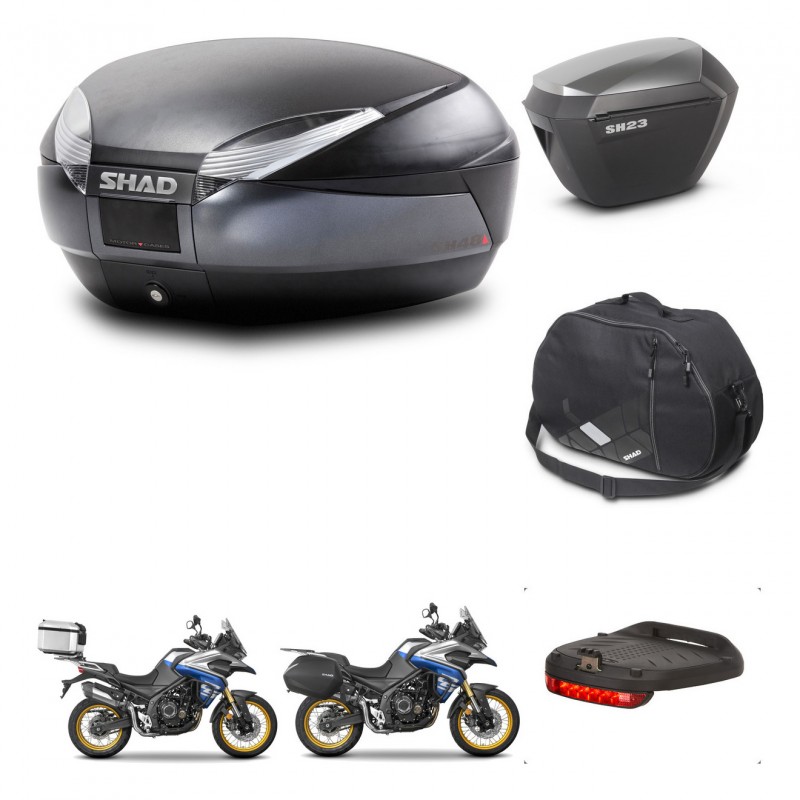 SHAD Maletas sh23 alu + soporte montaje baul SH48 accesorios DARK GREY PREMIUM KIT-482360