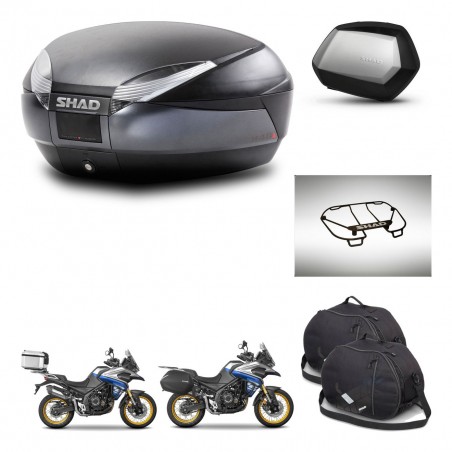 SHAD Maletas SH35 PREMIUM + soporte montaje baul SH48 accesorios DARK GREY KIT-482365