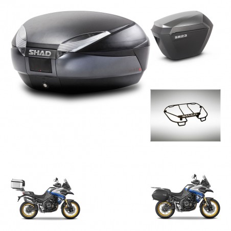 SHAD SH23 alu suitcases + mounting bracket SH48 trunk accessories DARK GREY PREMIUM KIT-482366