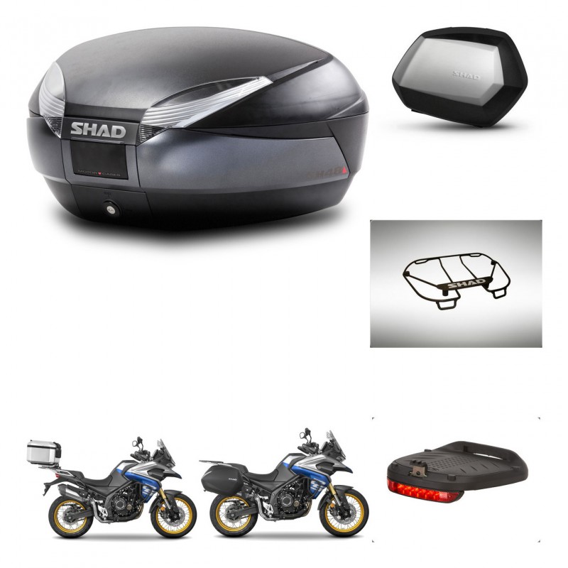 SHAD Maletas SH35 PREMIUM + soporte montaje baul SH48 accesorios DARK GREY KIT-482370