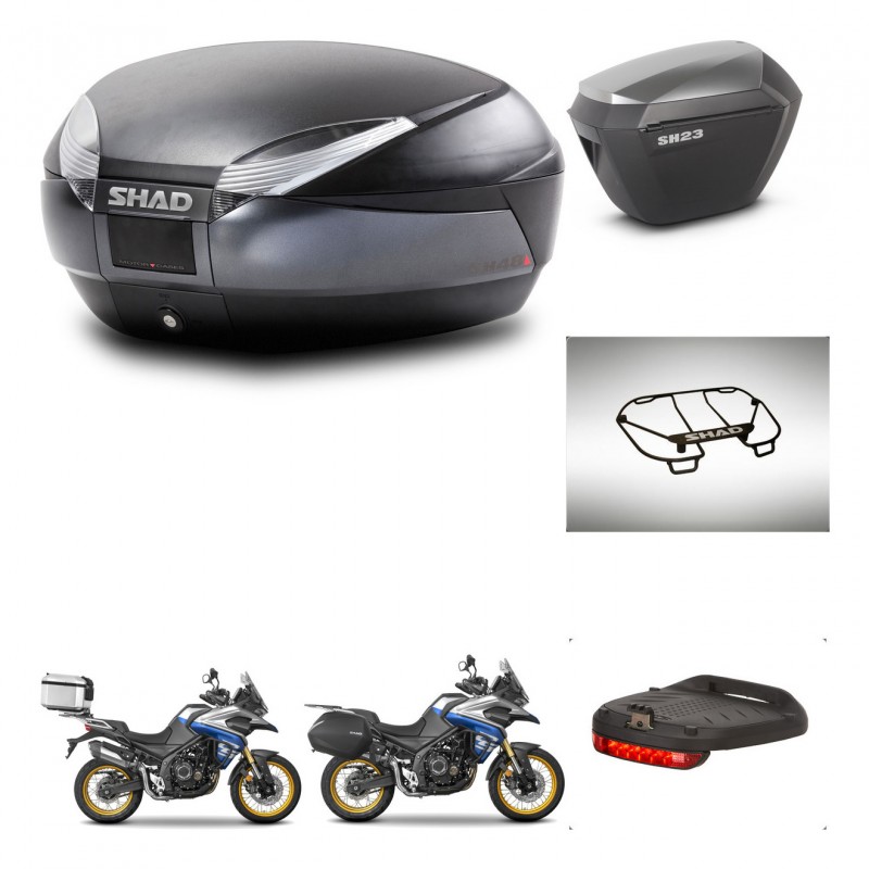 SHAD SH23 alu suitcases + mounting bracket SH48 trunk accessories DARK GREY PREMIUM KIT-482372
