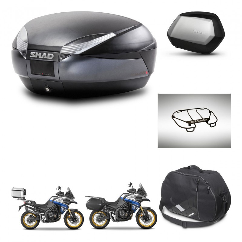 SHAD Maletas SH35 PREMIUM + soporte montaje baul SH48 accesorios DARK GREY KIT-482376