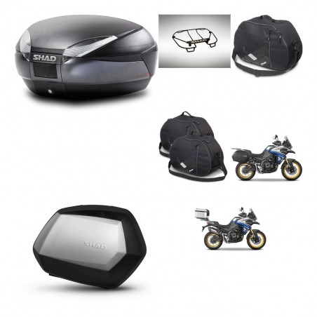 SHAD Maletas SH35 PREMIUM + soporte montaje baul SH48 accesorios DARK GREY KIT-482377