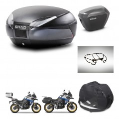 SHAD Maletas sh23 alu + soporte montaje baul SH48 accesorios DARK GREY PREMIUM KIT-482378