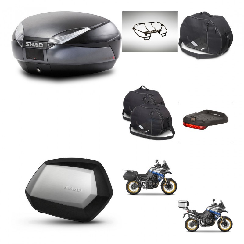 SHAD Maletas SH35 PREMIUM + soporte montaje baul SH48 accesorios DARK GREY KIT-482383