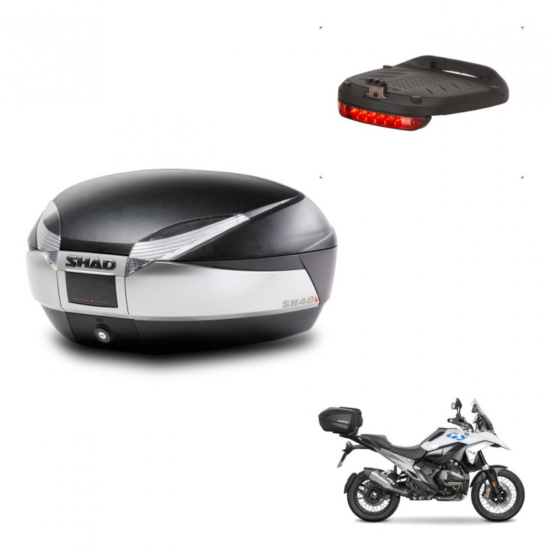 SHAD Trunk SH48 + mounting bracket brake light TITANIUM PREMIUM KIT-483149