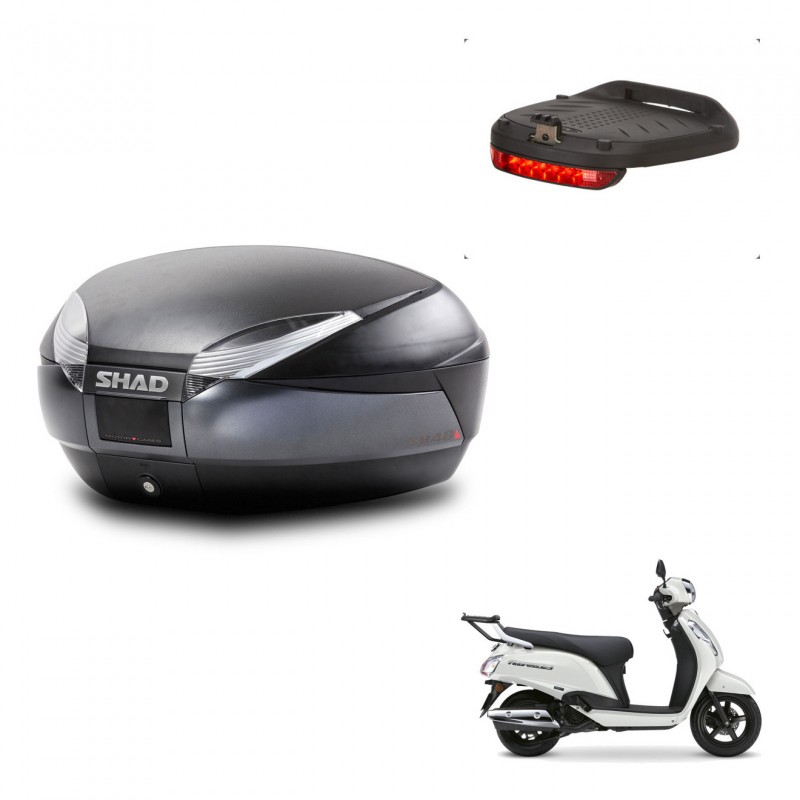 SHAD Trunk SH48 + mounting bracket brake light DARK GREY PREMIUM KIT-483165