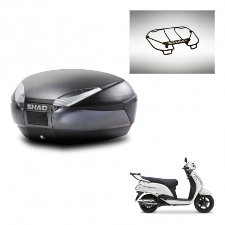 SHAD Baul SH48 + soporte montaje parrilla superior DARK GREY PREMIUM KIT-483168