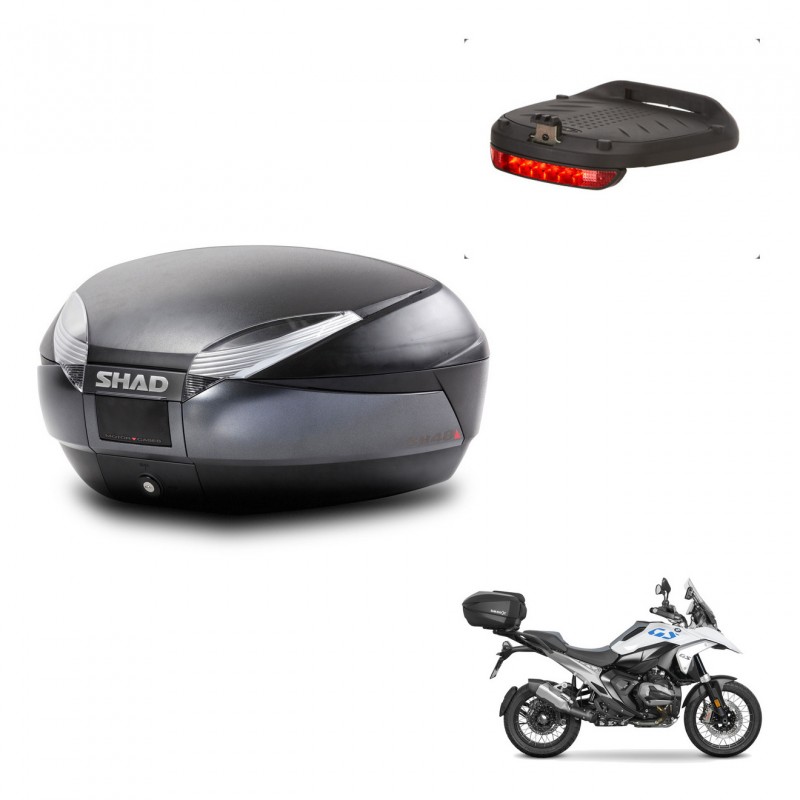 SHAD Trunk SH48 + mounting bracket brake light DARK GREY PREMIUM KIT-483173