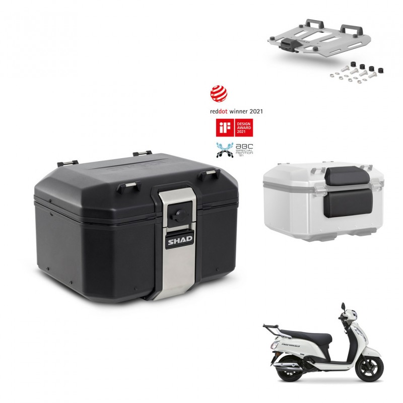 SHAD Baul trasero + soporte montaje parrilla accesorios TR48 TERRA BLACK EDITION KIT-484497