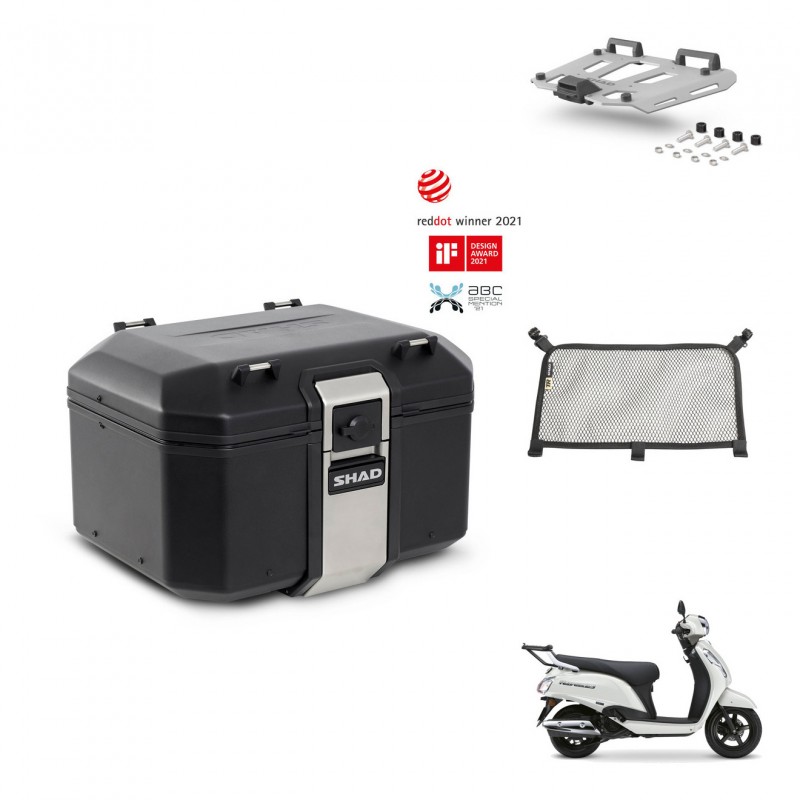 SHAD Baul trasero + soporte montaje parrilla accesorios TR48 TERRA BLACK EDITION KIT-484498