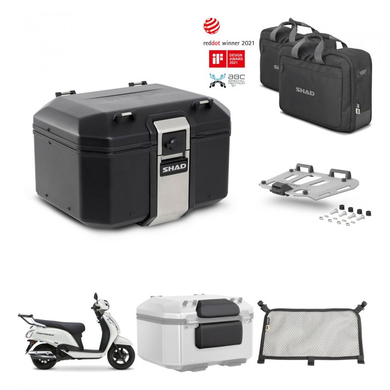 SHAD Baul trasero + soporte montaje parrilla accesorios TR48 TERRA BLACK EDITION KIT-484503