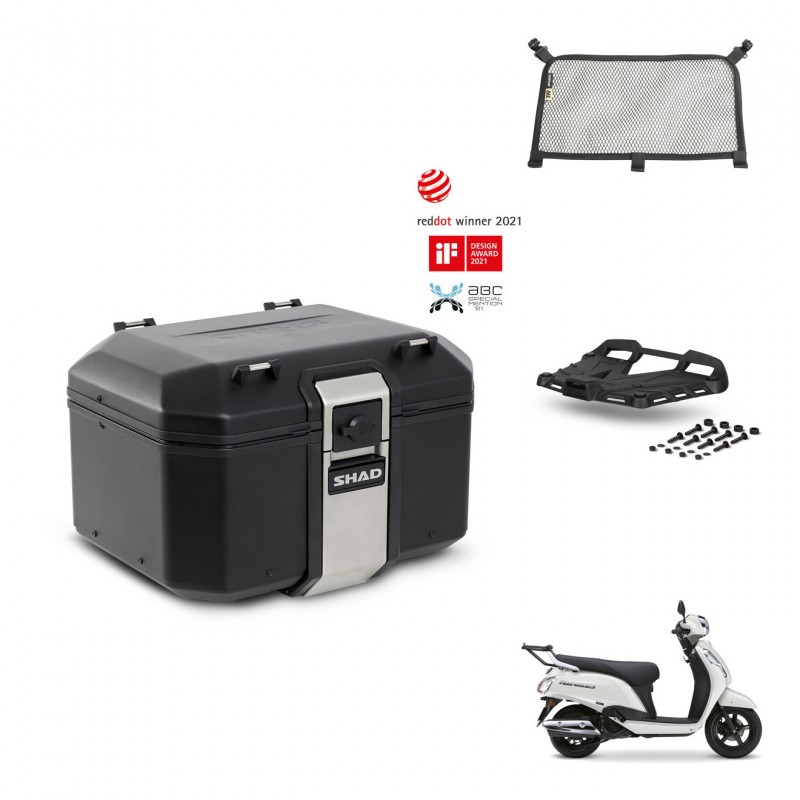 SHAD Baul trasero + soporte montaje parrilla accesorios TR48 TERRA BLACK EDITION KIT-484506