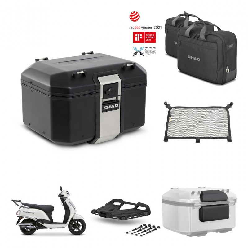 SHAD Baul trasero + soporte montaje parrilla accesorios TR48 TERRA BLACK EDITION KIT-484511