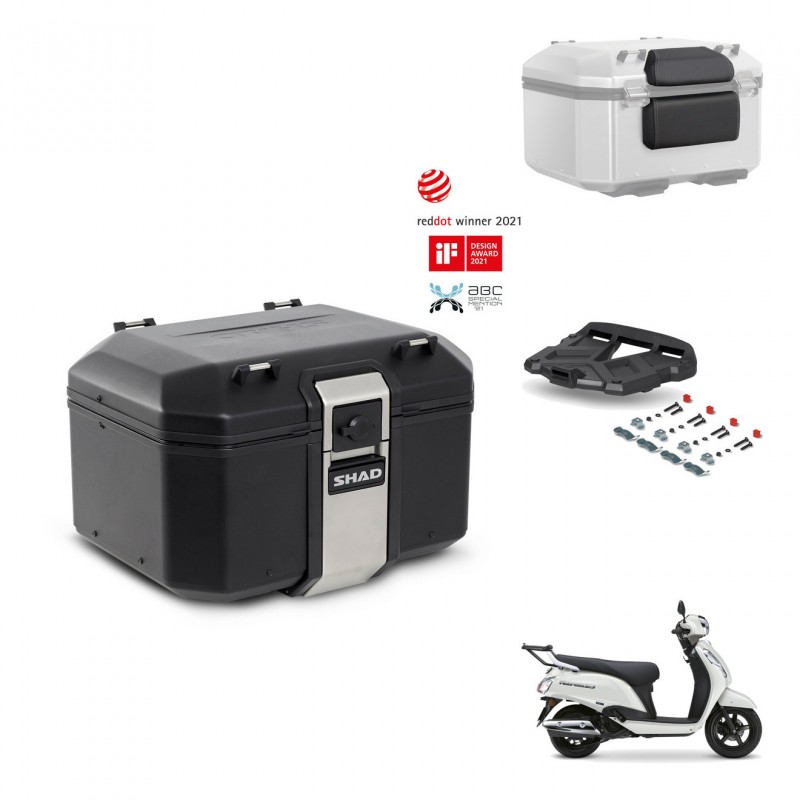SHAD Baul trasero + soporte montaje parrilla accesorios TR48 TERRA BLACK EDITION KIT-484512