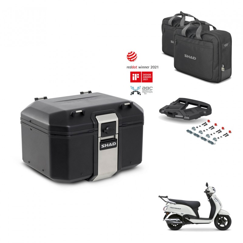 SHAD Baul trasero + soporte montaje parrilla accesorios TR48 TERRA BLACK EDITION KIT-484515