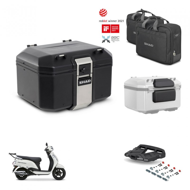 SHAD Baul trasero + soporte montaje parrilla accesorios TR48 TERRA BLACK EDITION KIT-484516