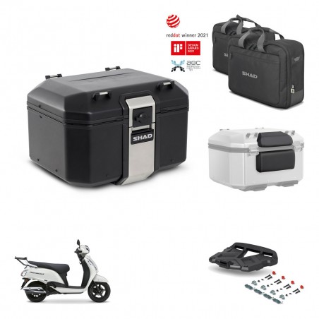 SHAD Baul trasero + soporte montaje parrilla accesorios TR48 TERRA BLACK EDITION KIT-484516