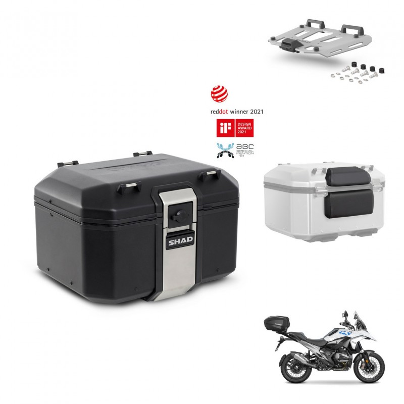 SHAD Baul trasero + soporte montaje parrilla accesorios TR48 TERRA BLACK EDITION KIT-484520