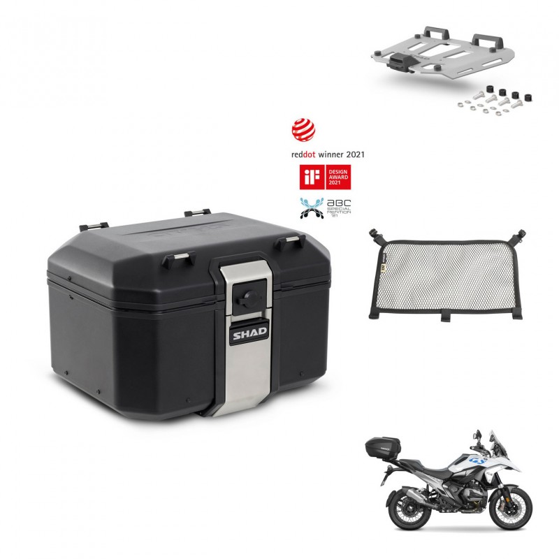 SHAD Baul trasero + soporte montaje parrilla accesorios TR48 TERRA BLACK EDITION KIT-484521