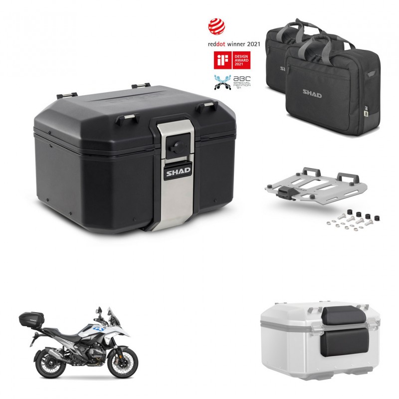 SHAD Baul trasero + soporte montaje parrilla accesorios TR48 TERRA BLACK EDITION KIT-484524