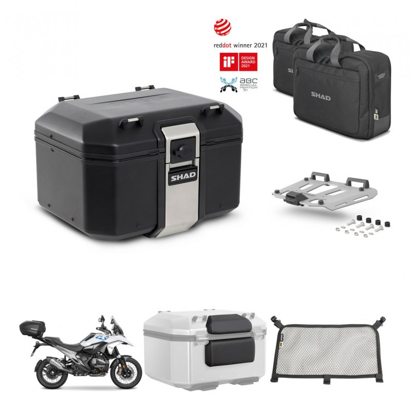 SHAD Baul trasero + soporte montaje parrilla accesorios TR48 TERRA BLACK EDITION KIT-484526