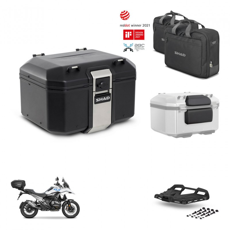 SHAD Baul trasero + soporte montaje parrilla accesorios TR48 TERRA BLACK EDITION KIT-484532