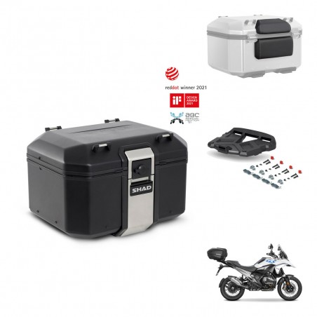SHAD Baul trasero + soporte montaje parrilla accesorios TR48 TERRA BLACK EDITION KIT-484535