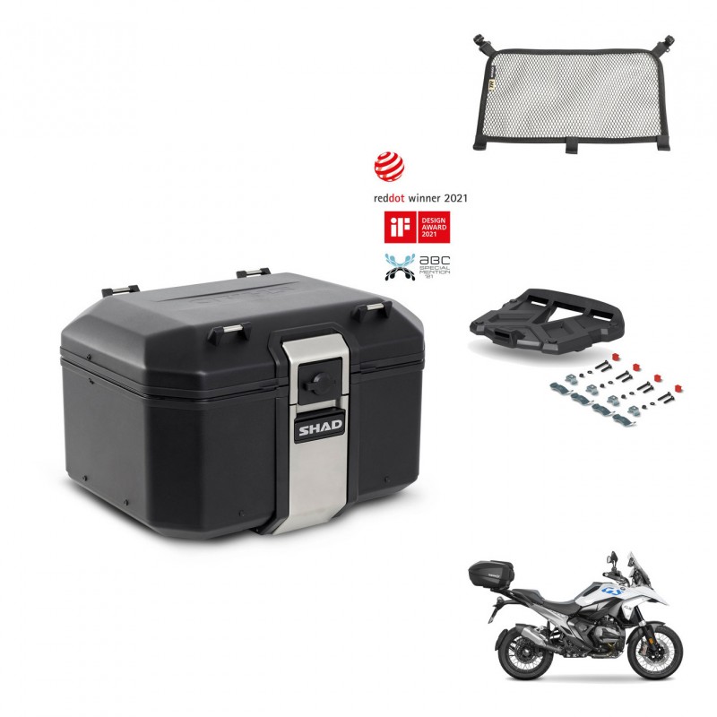 SHAD Baul trasero + soporte montaje parrilla accesorios TR48 TERRA BLACK EDITION KIT-484536