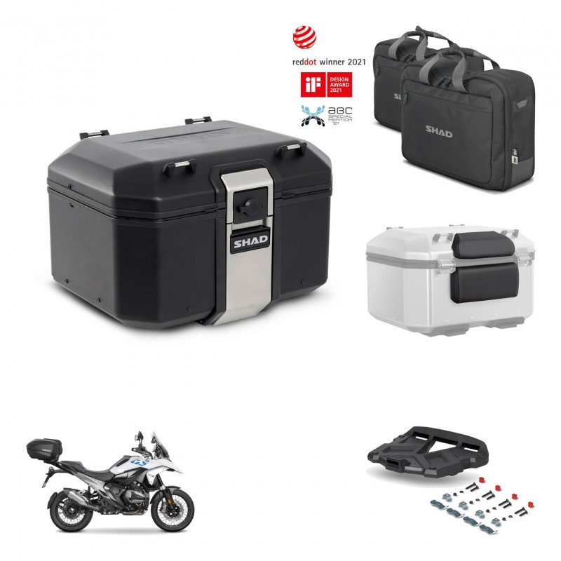 SHAD Baul trasero + soporte montaje parrilla accesorios TR48 TERRA BLACK EDITION KIT-484539