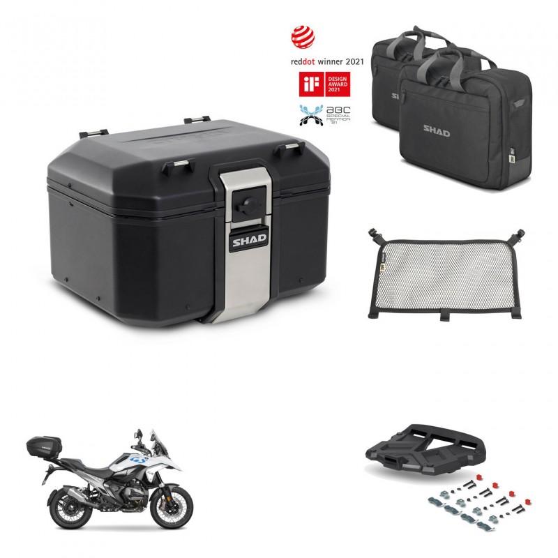 SHAD Baul trasero + soporte montaje parrilla accesorios TR48 TERRA BLACK EDITION KIT-484540