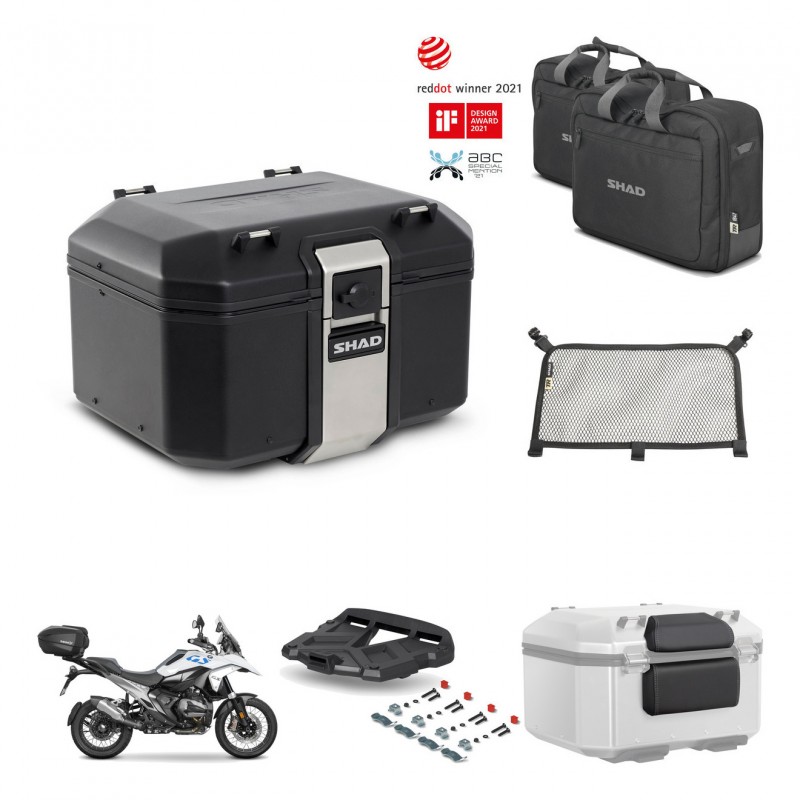 SHAD Baul trasero + soporte montaje parrilla accesorios TR48 TERRA BLACK EDITION KIT-484541