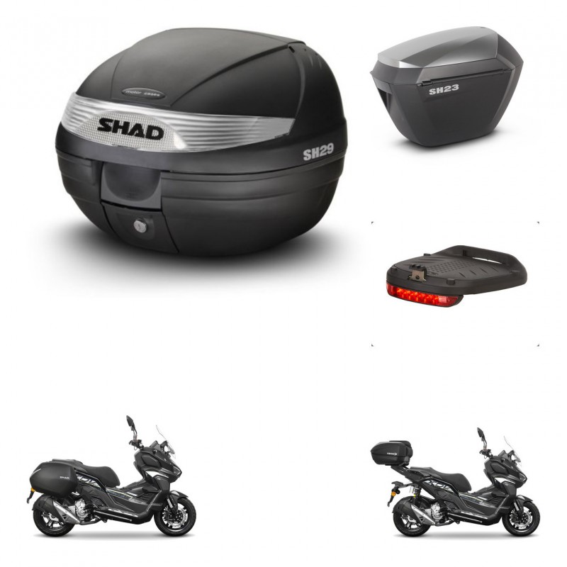 SHAD SH23 alu suitcases + mounting bracket SH29 trunk accessories KIT-485891