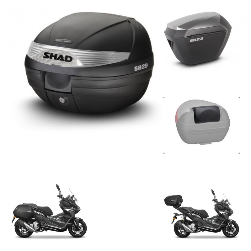 SHAD SH23 alu suitcases + mounting bracket SH29 trunk accessories KIT-485893
