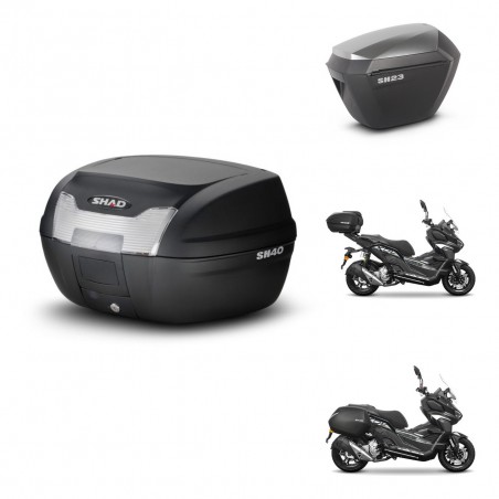 SHAD SH23 alu suitcases + mounting bracket SH40 trunk KIT-485945