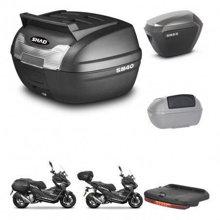 SHAD Maletas sh23 alu + soporte montaje baul SH40 parrilla superior accesorios KIT-485959
