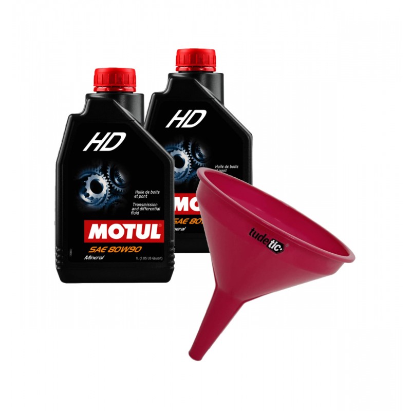 TUDETIC - Kit de 2x Aceite Transmisión + Embudo HD 80W90 1L KT-112