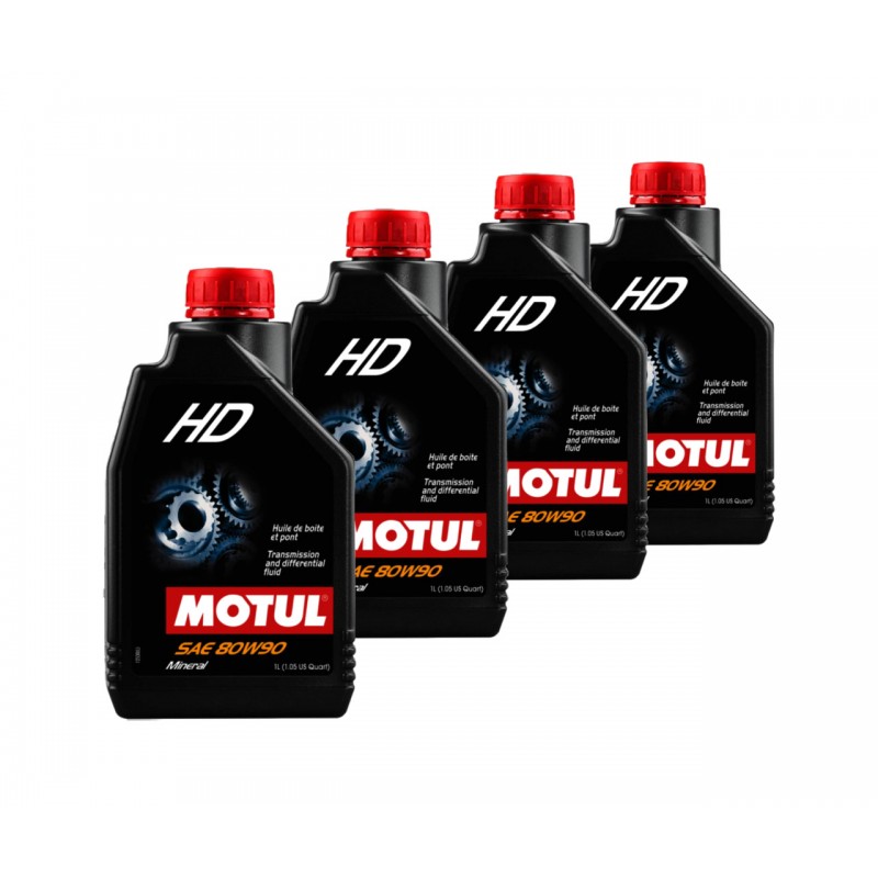 TUDETIC - Kit 4x Aceite lubricante transmisiones cambio diferenciales MOTUL HD 80W90 1L KT-117