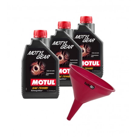 TUDETIC - Kit of 3x MOTYLGEAR HD 80W110 and 75W85 Transmission Oil + Funnel KT-138