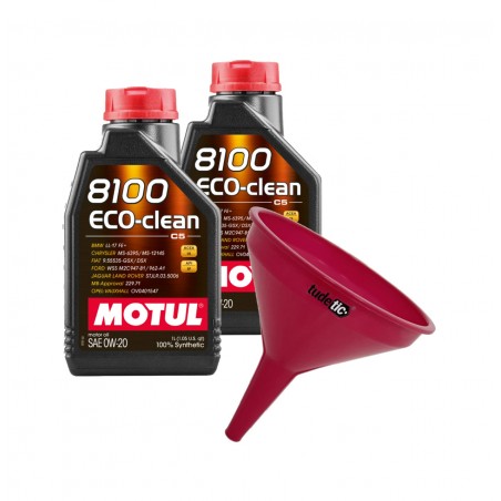 TUDETIC - Kit of 2x engine oil and funnel 8100 ECO-CLEAN 0W20 KT-292
