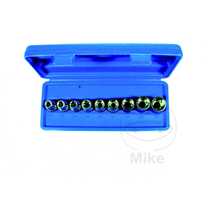 Juego 9 llaves de vaso torx 1/2 E10-E24 38 MM 605.96.04